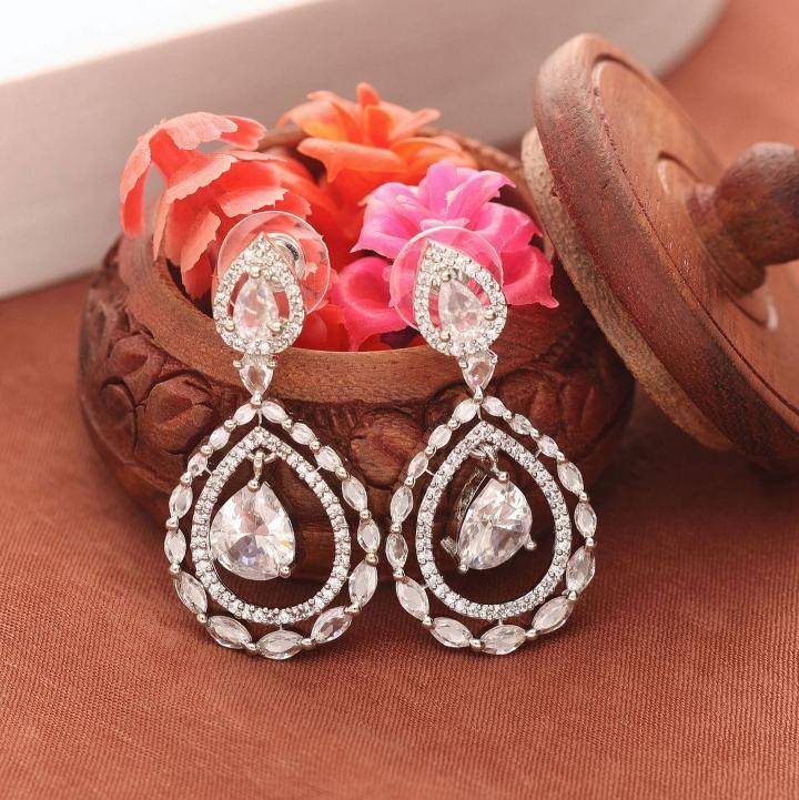 Anti tranish american diamond statement drop earrings 202 Wholesale fashion jewelry online